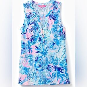 Lilly Pulitzer Essie Top in Saltwater Blue Shade Seekers (Size XS)